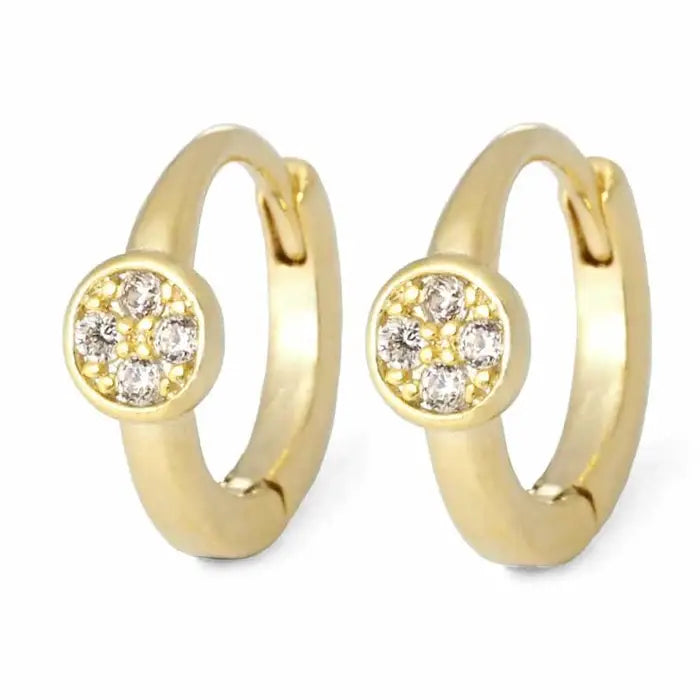 Tai Mini Huggies w/ CZ Disc Accent - Gold