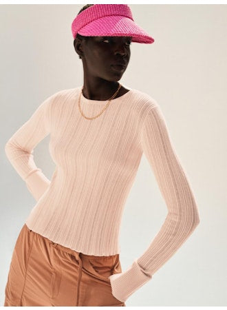 White + Warren Superfine Organic Cotton Ribbed Wide Cuff Top - Black