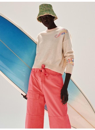 White + Warren Beachcomber Embroidered Crewneck