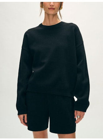 White + Warren Superfine Organic Cotton Easy Sweatshirt - Black