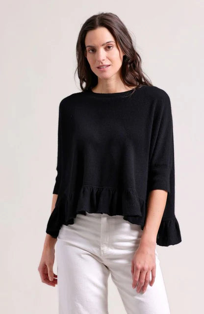 Minnie Rose Cashmere Crew Ruffle Pow Wow