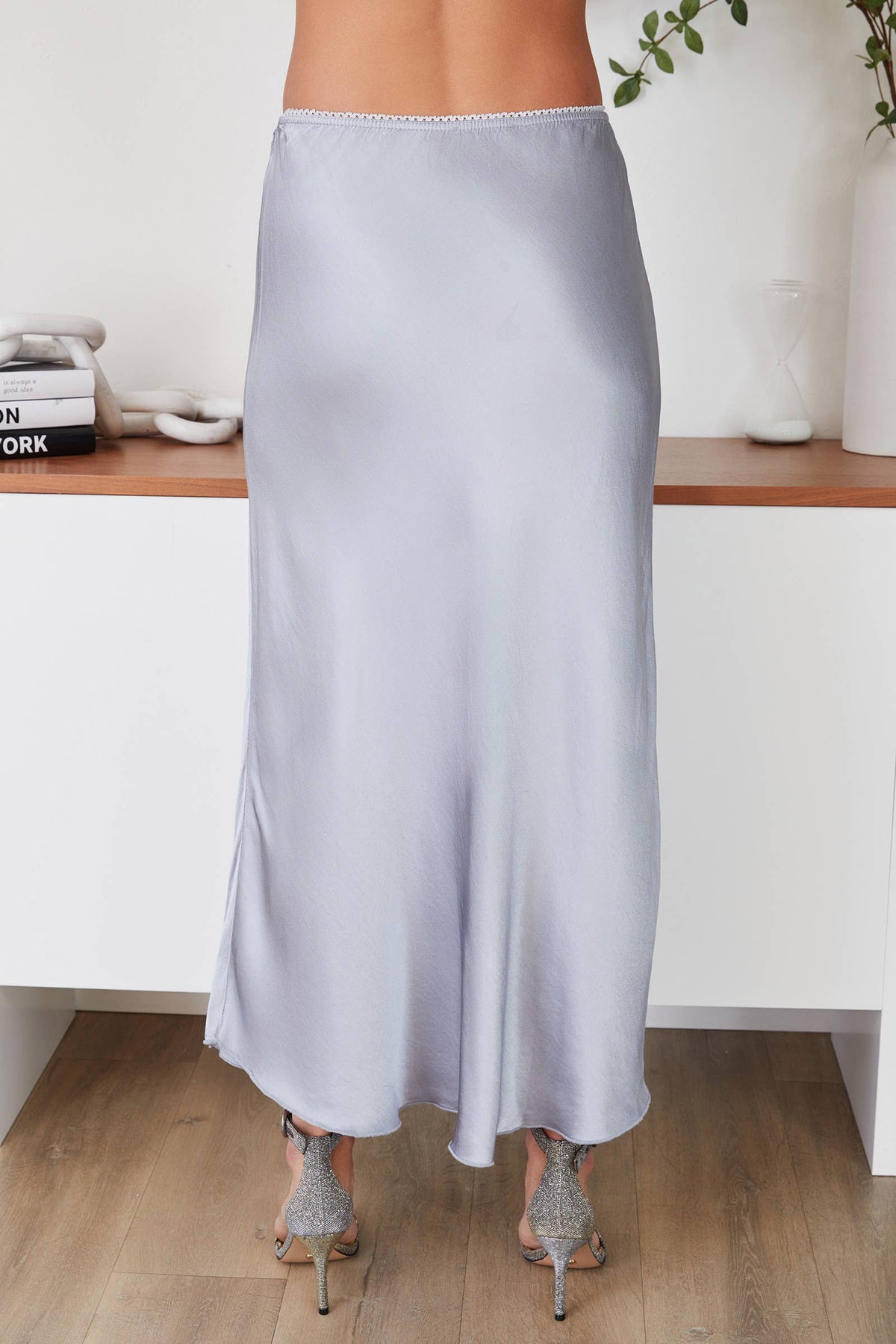 MILIO MILANO - Silky Slip Skirt with Lace Elastic Waistband