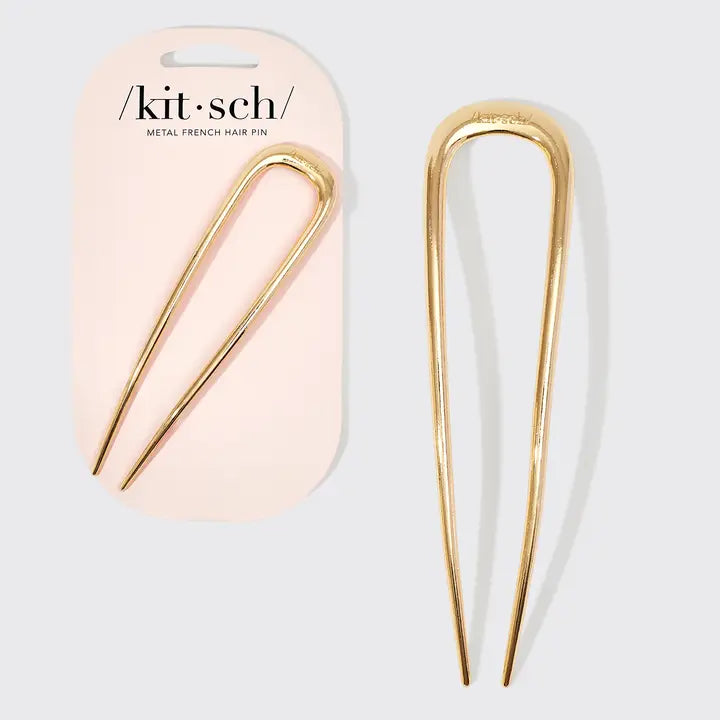 Kitsch Metal French Hair Pin - Gold