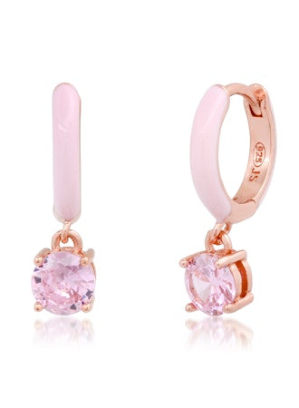 Tai Enamel Huggie with Pink CZ Charm
