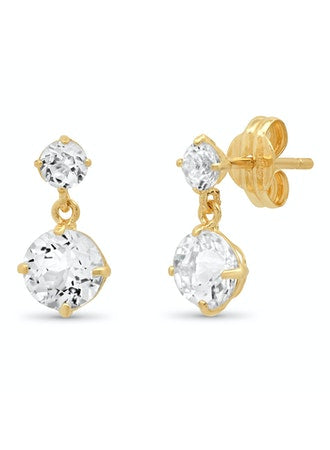 Tai 14k Gold White Topaz Stud with Drop Dangle