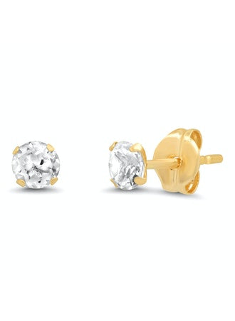 Tai 14k Gold 3.5mm White Topaz Post Earrings