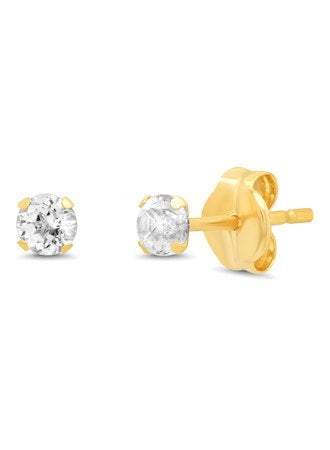 Tai Fine 14k 3MM White Topaz Studs