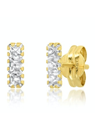 Tai 14k White Topaz Stick Studs