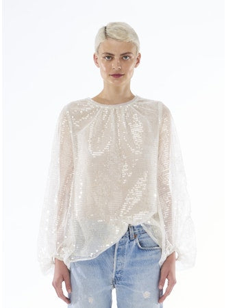 Le Superbe Sparkling Femme Blouse - Sheer White