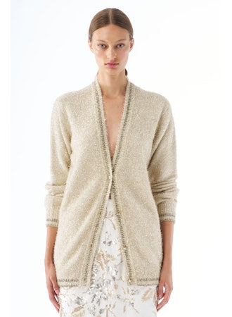 Le Superbe Celestial Knit Cardigan - Gold Tinsel