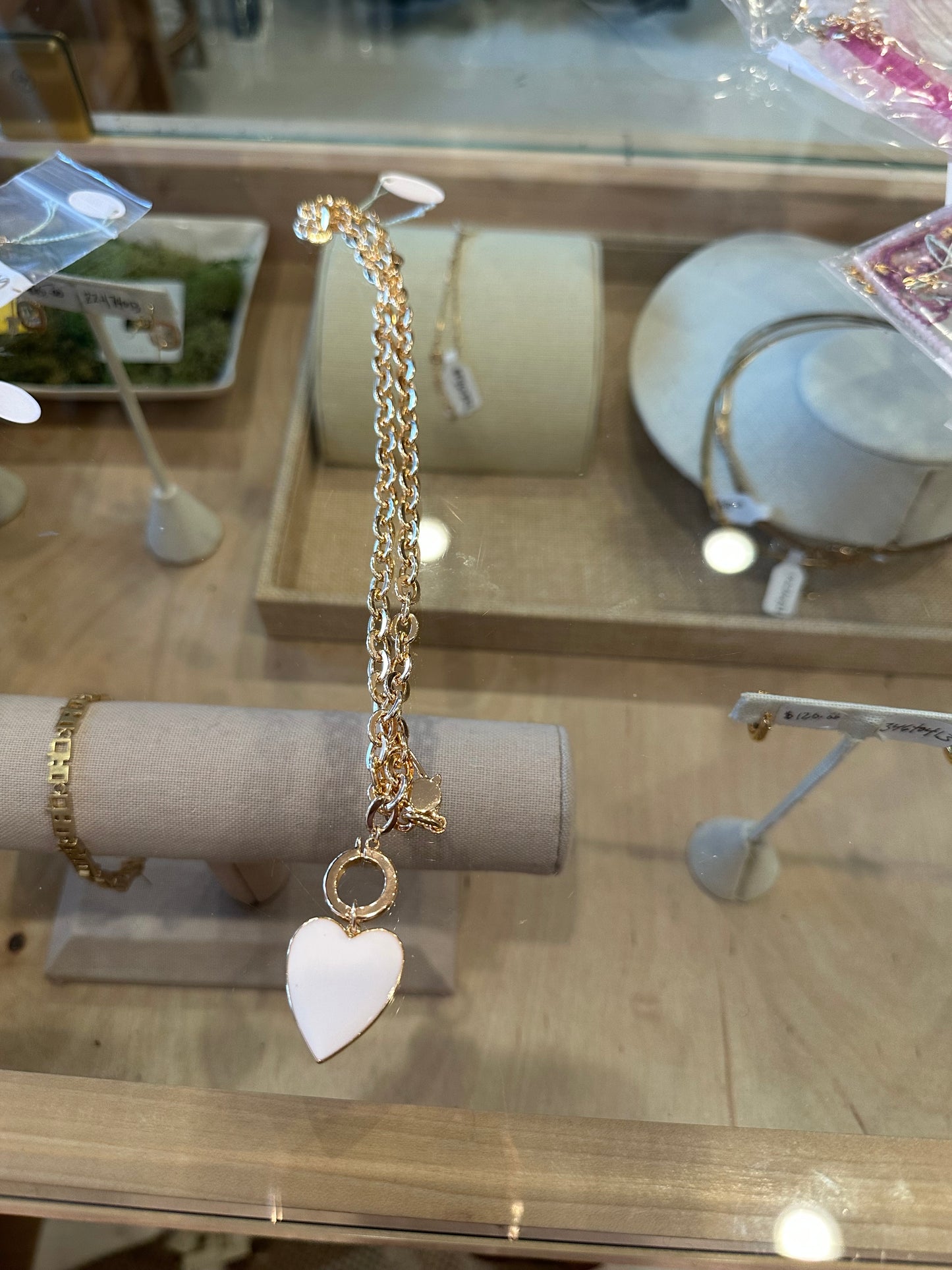 Marit Rae White Enamel Heart Charm Necklace