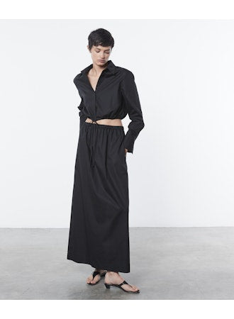 Enza Costa Poplin Drawcord Shirt - Clay