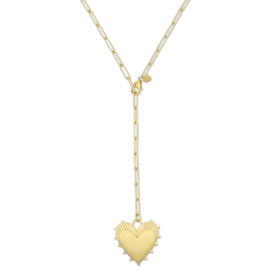 Hart Long Link Lariat Necklace with Heart of Gold Charm