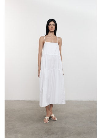 Enza Costa Cool Cotton Strappy Tiered Dress