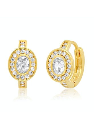 Tai Gold Oval Indian Cut Huggie Earrings