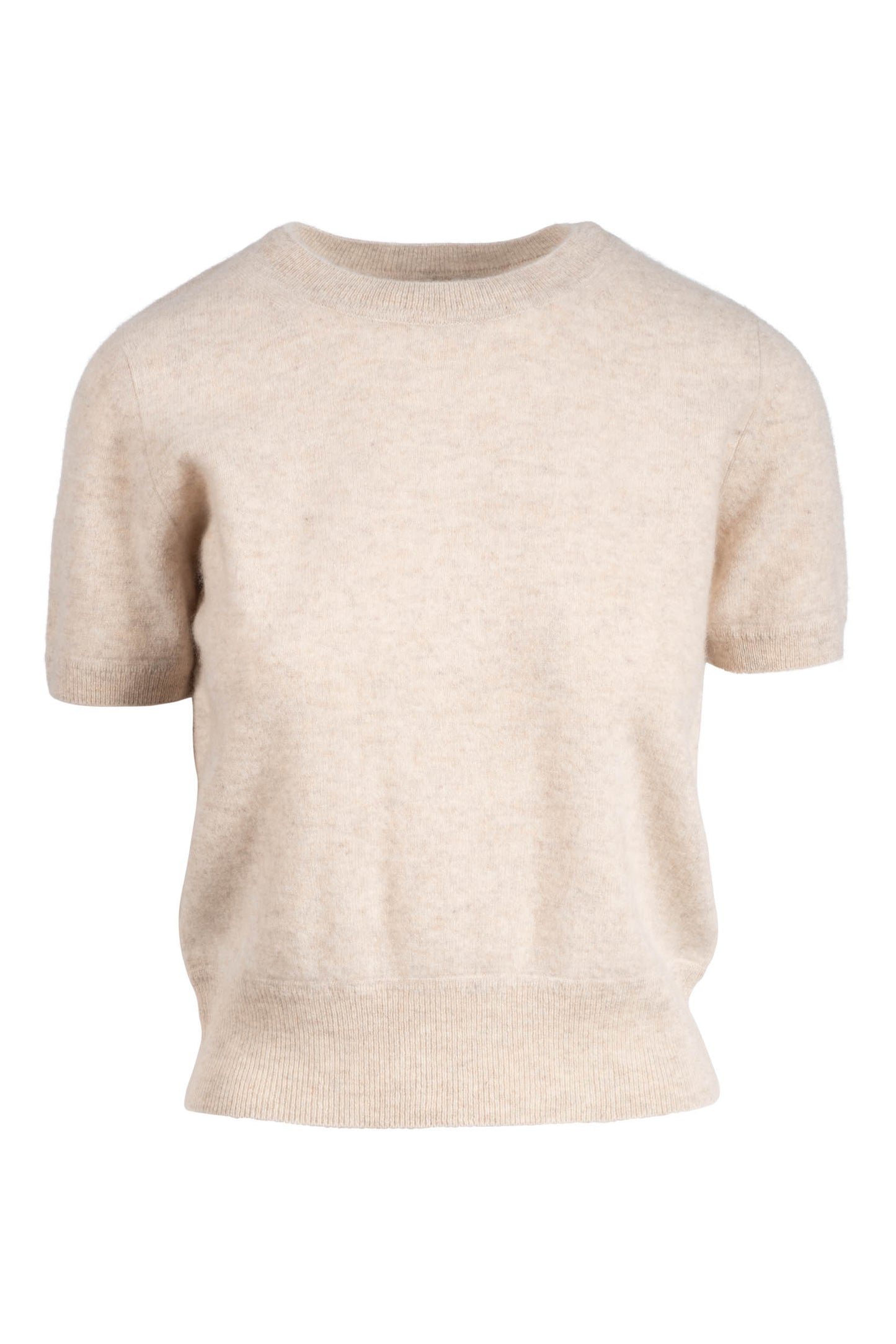 Naadam Cashmere Short Sleeve Cropped Pullover - Oatmeal