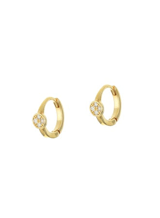Tai 12K Gold Mini Huggie Earring With Cz Disc