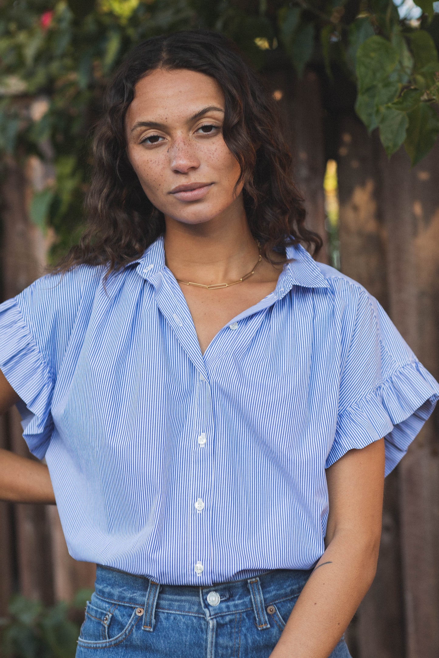 Trovata Birds of Paradis Marianne B Ruffle Sleeve Shirt