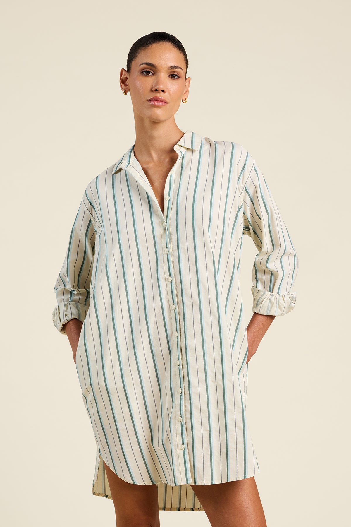 Trovata Birds of Paradis Callie Dress - Verde Stripes