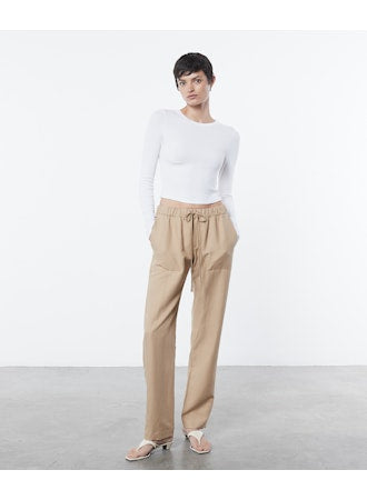 Enza Costa Silk Ribbed Crop Long Sleeve Top