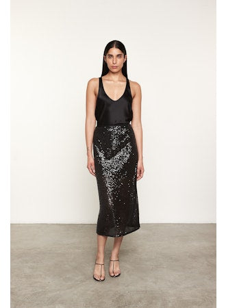 Enza Costa Sequin Bias Skirt - Off White
