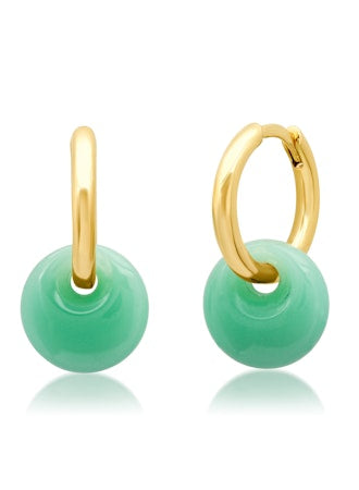 Tai Gold Huggies with Mint Dangle