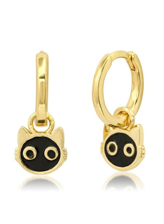 Tai Huggies with Enamel Cat Charms