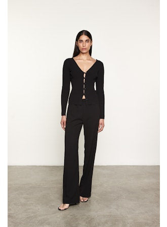 Enza Costa Long Sleeve V Cardigan - Black