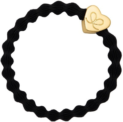 By Eloise Gold Heart Black Hair Tie