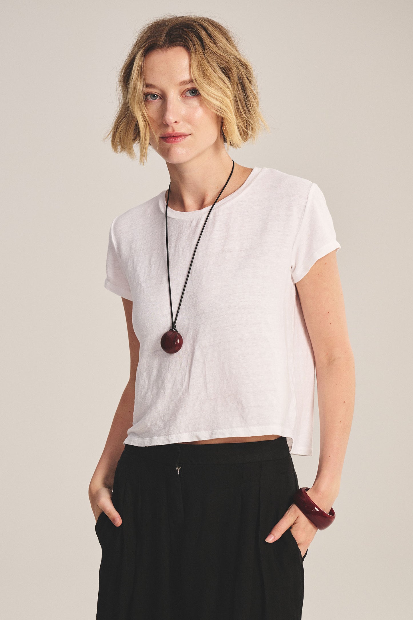 Velvet Casey Linen Tee - White