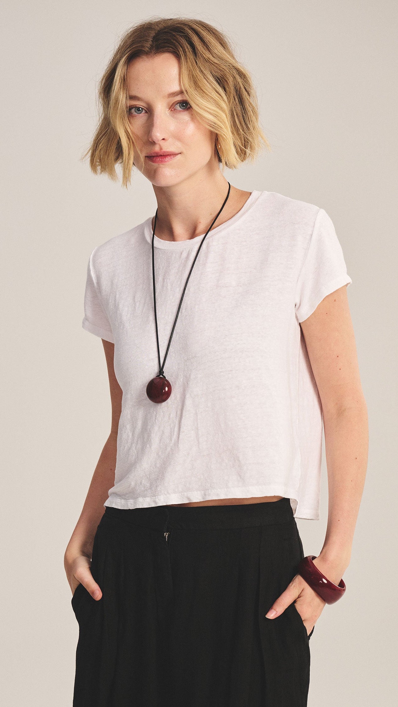 Velvet Casey Linen Tee - White