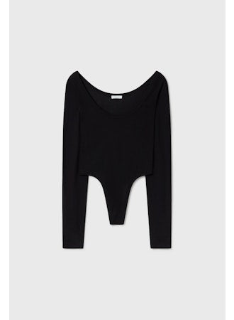Silk Laundry Cutaway Long Sleeve Bodysuit