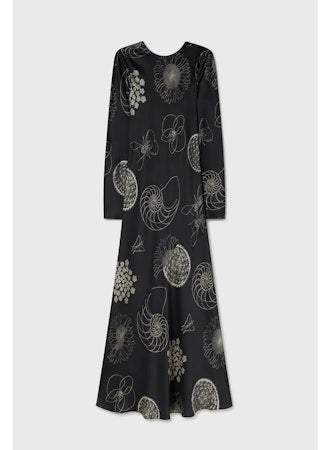 Silk Laundry Long Sleeve Bias Dress - Black
