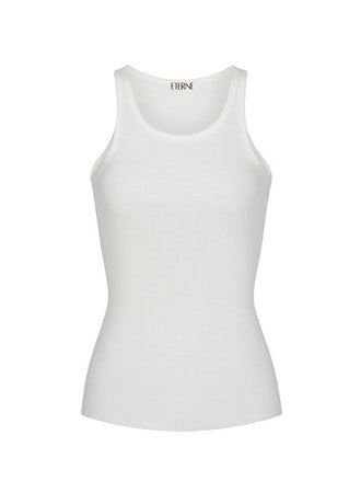 Eterne Cream High Neck Fitted Tank