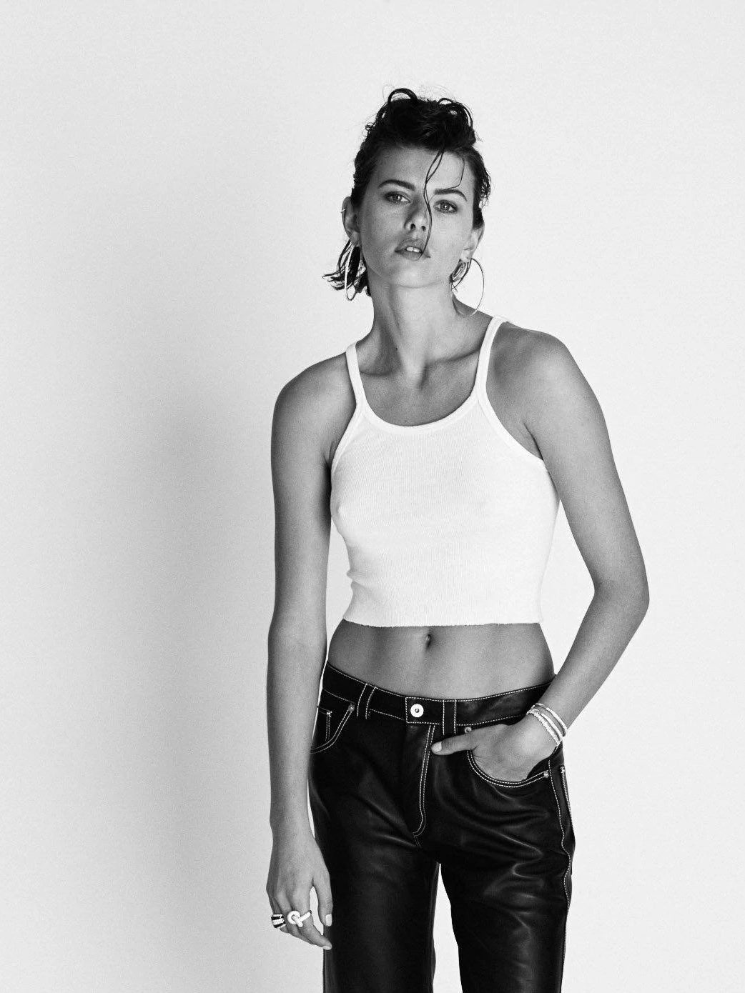 Eterne Chloe Cropped Ribbed Tank - Ivory
