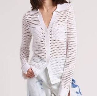 Minnie Rose Plaited Mesh Button Down