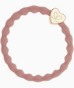 By Eloise Gold Heart Hair Tie - Champagne Pink