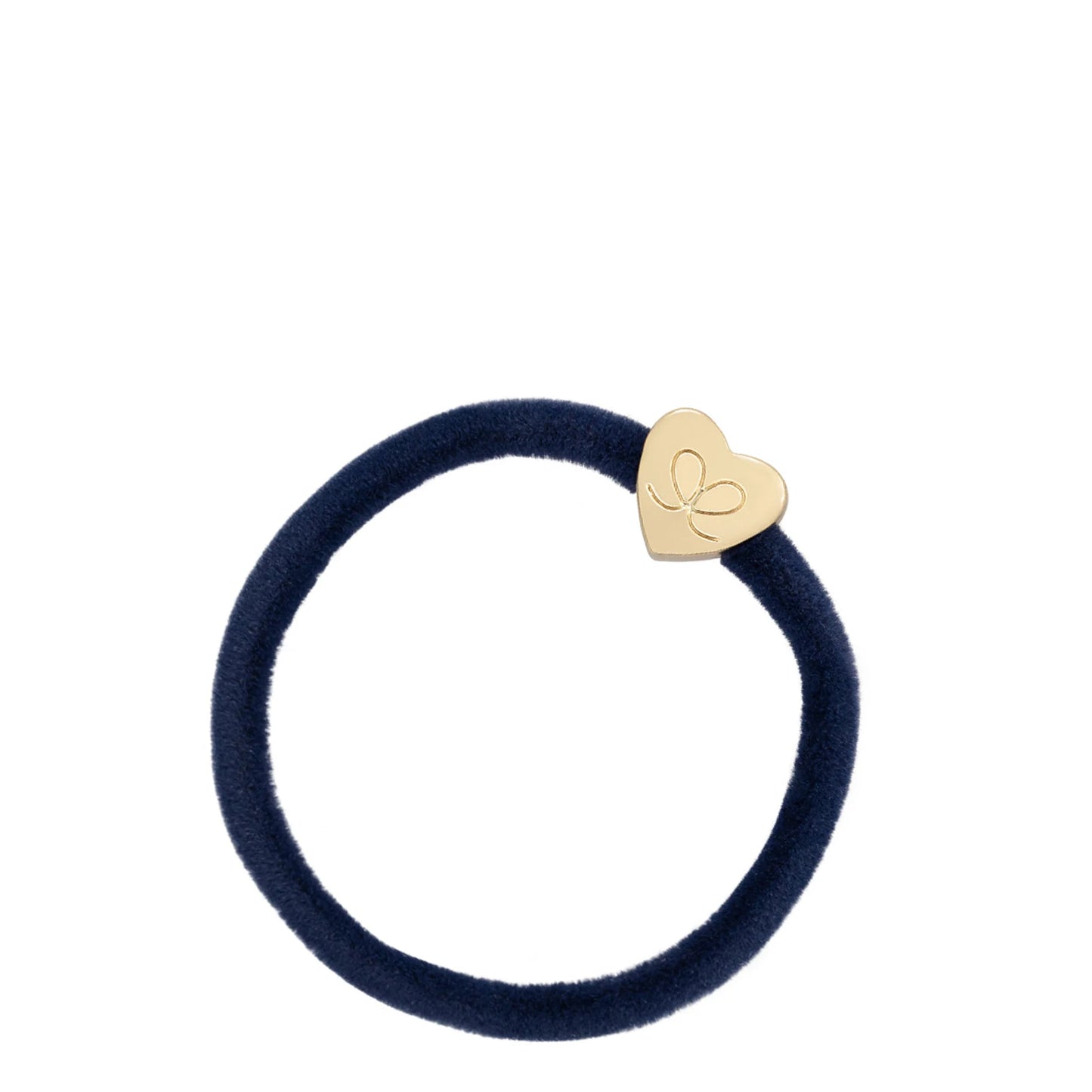 By Eloise Gold Heart Navy Velvet Hair Tie