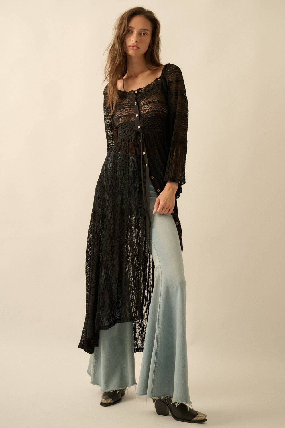 Striped Lace Midi Dress