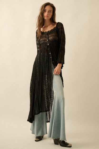 Striped Lace Midi Dress