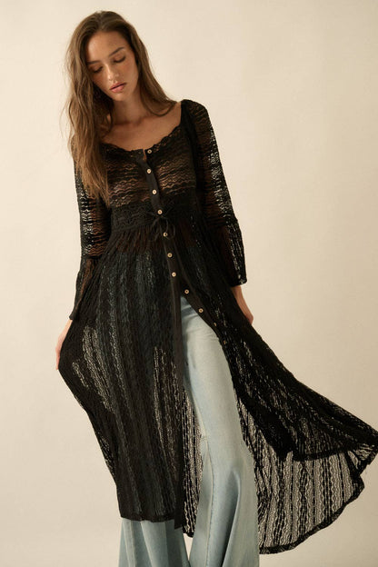 Striped Lace Midi Dress