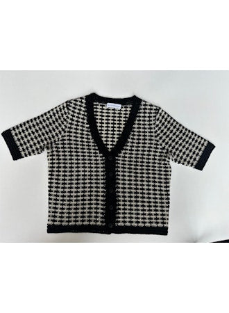 White + Warren Classic Linen Crochet Trim Cardigan Top - Black Combo