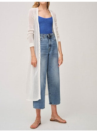 White + Warren Superfine Organic Cotton Mesh Duster Cardi - Desert Pink