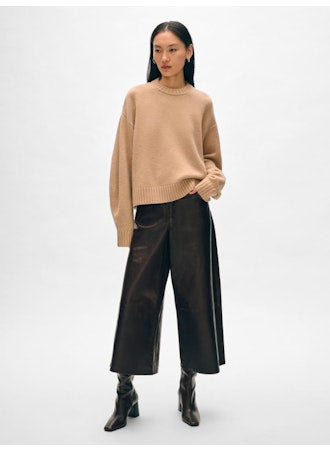 White + Warren Cashmere Blend Drop Shoulder Sweater - Camel