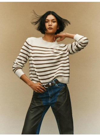 White + Warren Cashmere Striped Crew
