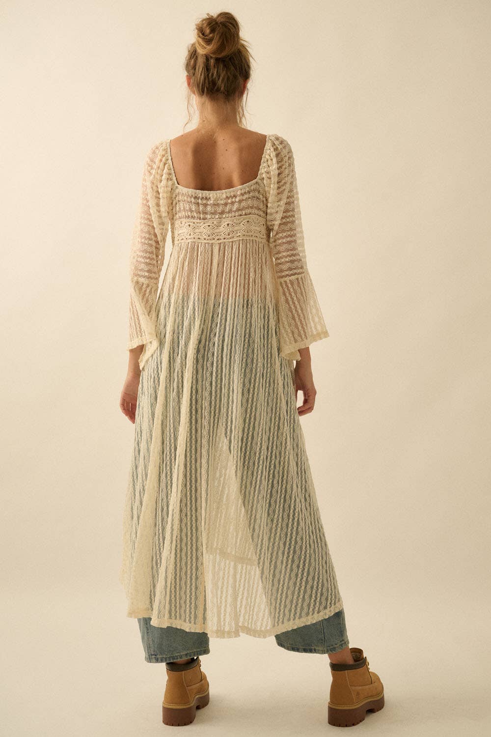 Striped Lace Midi Dress