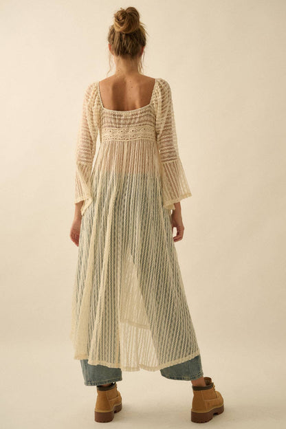 Striped Lace Midi Dress