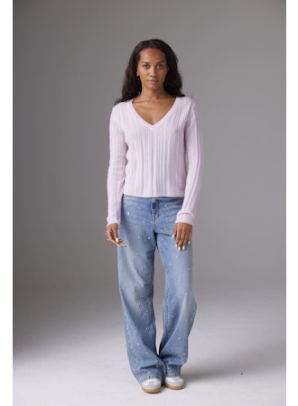 Colorush Nadia Ribbed V - Black