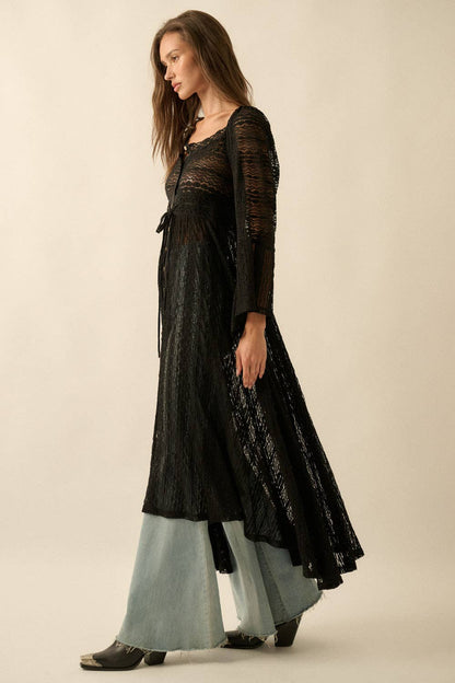 Striped Lace Midi Dress
