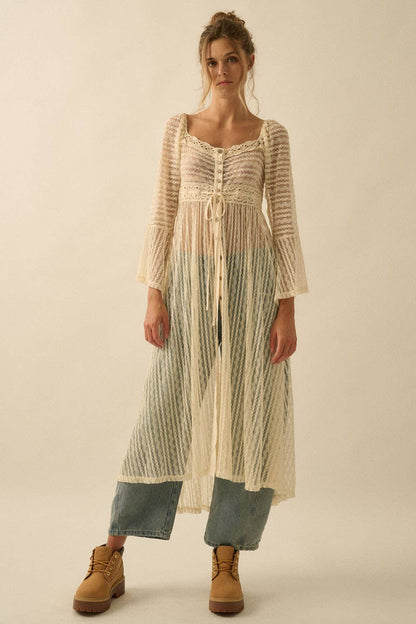 Striped Lace Midi Dress
